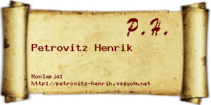 Petrovitz Henrik névjegykártya